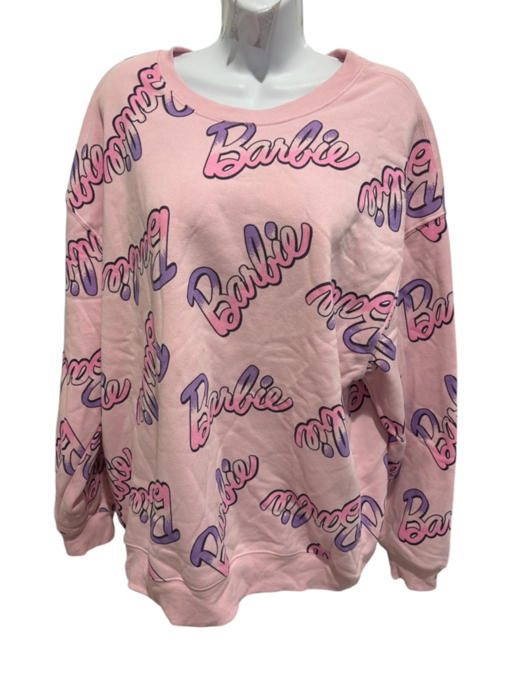 BARBIE Women’s Pink Logo Sweatshirt Crew Neck Size XXL
